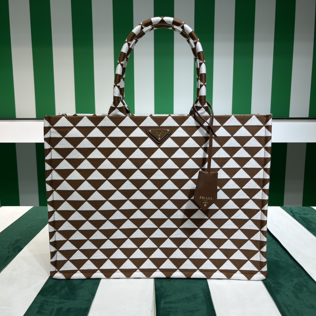 Pra*a symbole embroidered fabric tote bag