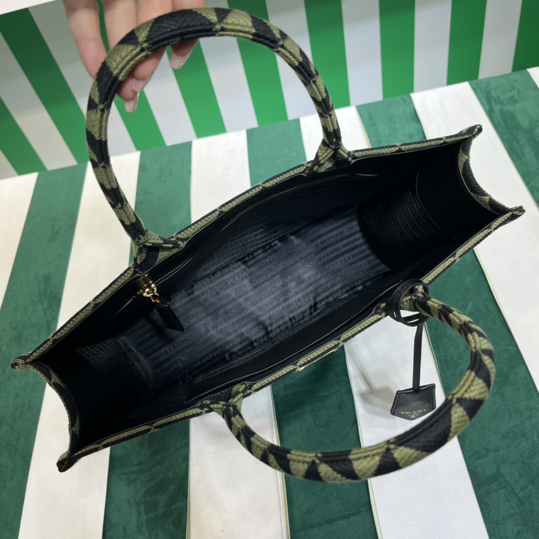 Pra*a symbole embroidered fabric tote bag