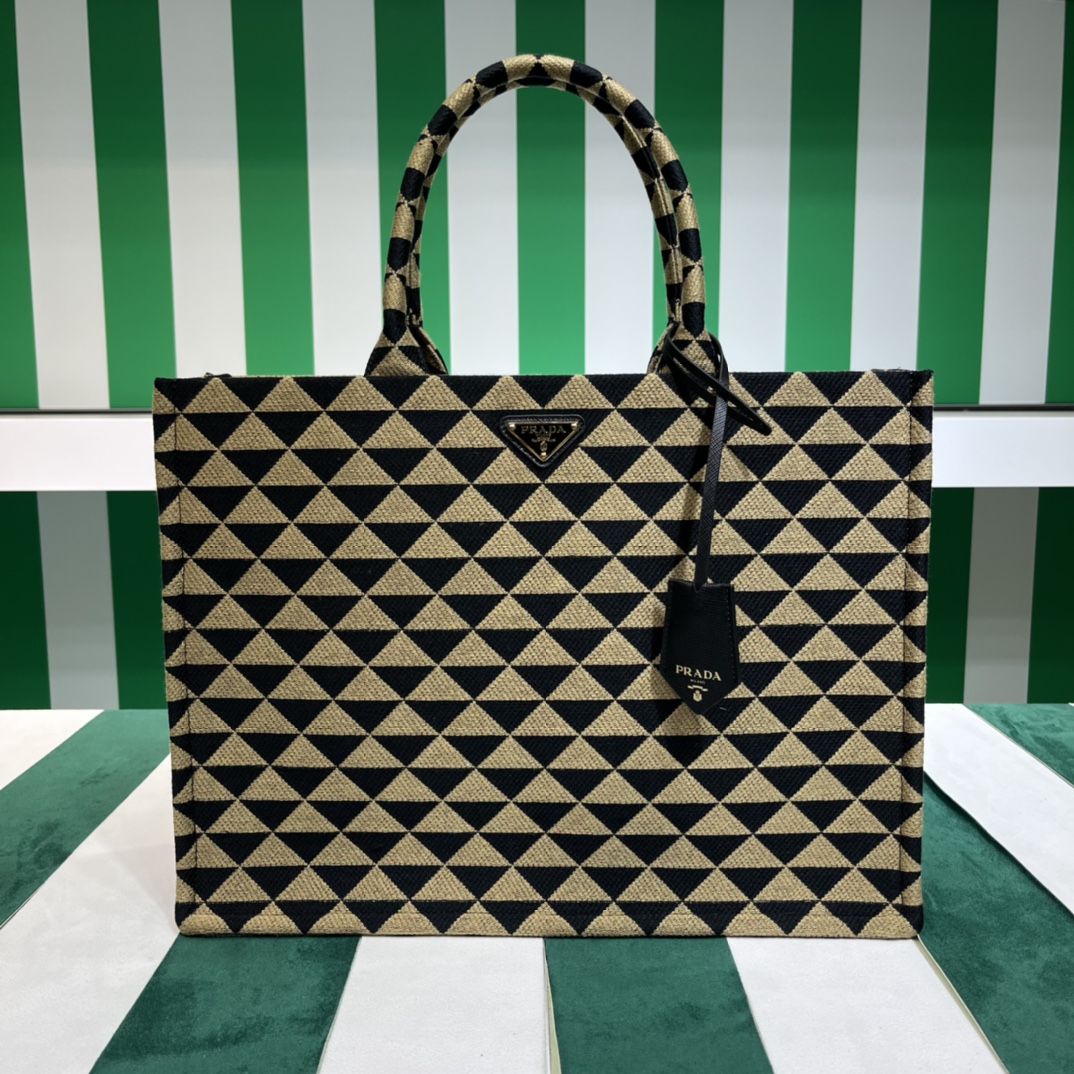 Pra*a symbole embroidered fabric tote bag