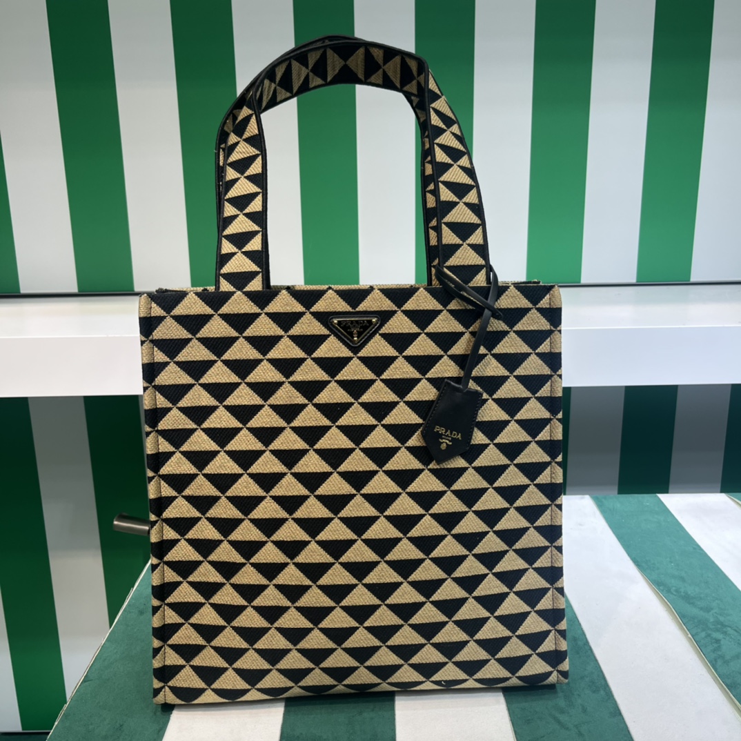 Pra*a symbole bag in embroidered fabric