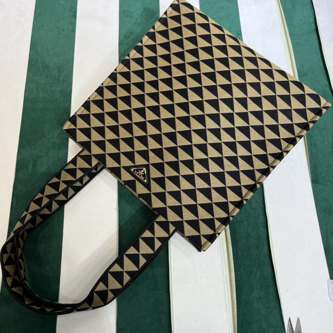 Pra*a symbole bag in embroidered fabric