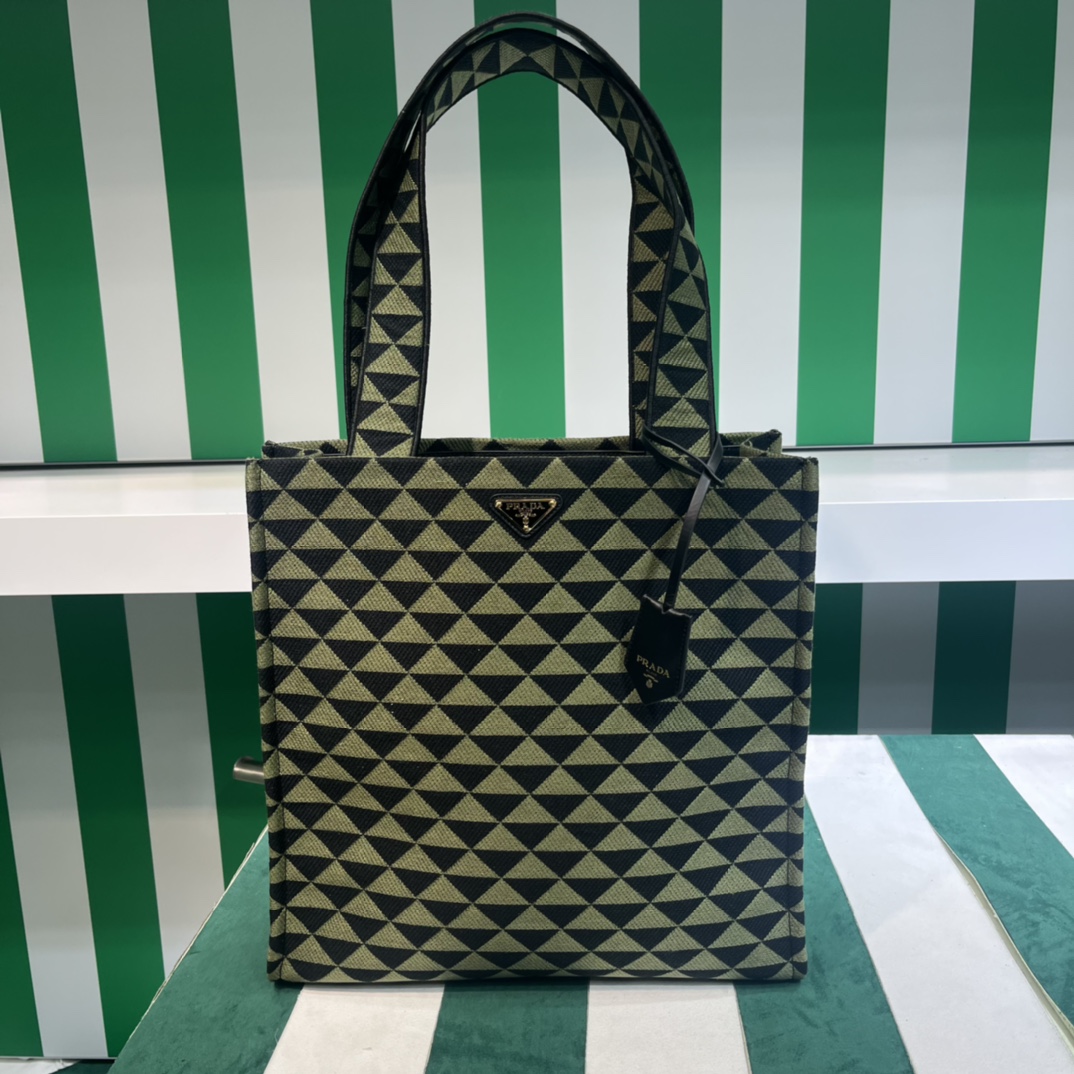 Pra*a symbole bag in embroidered fabric