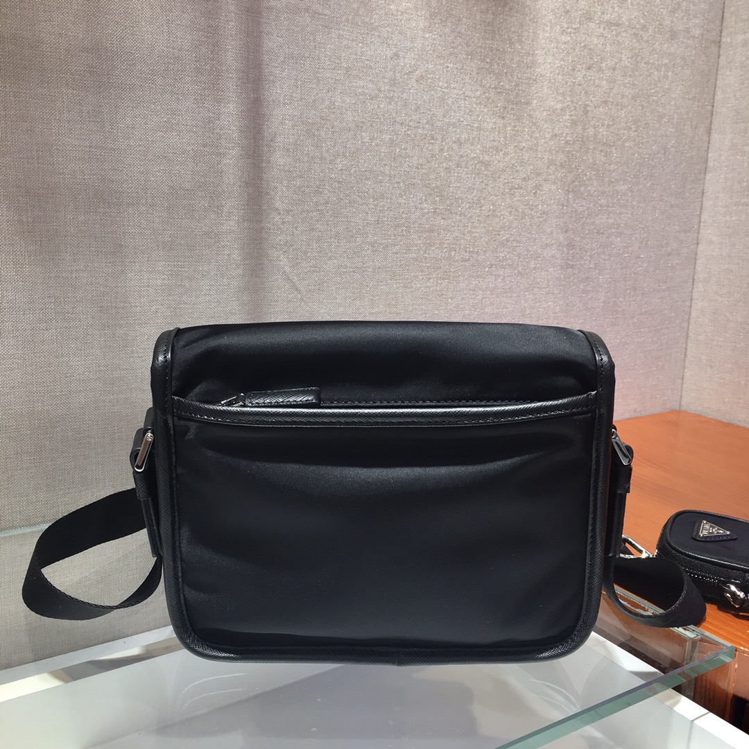 Pra*a re-nylon and saffiano leather shoulder bag