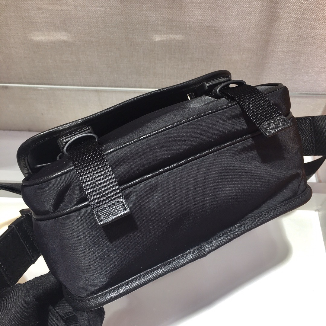 Pra*a re-nylon and saffiano leather shoulder bag