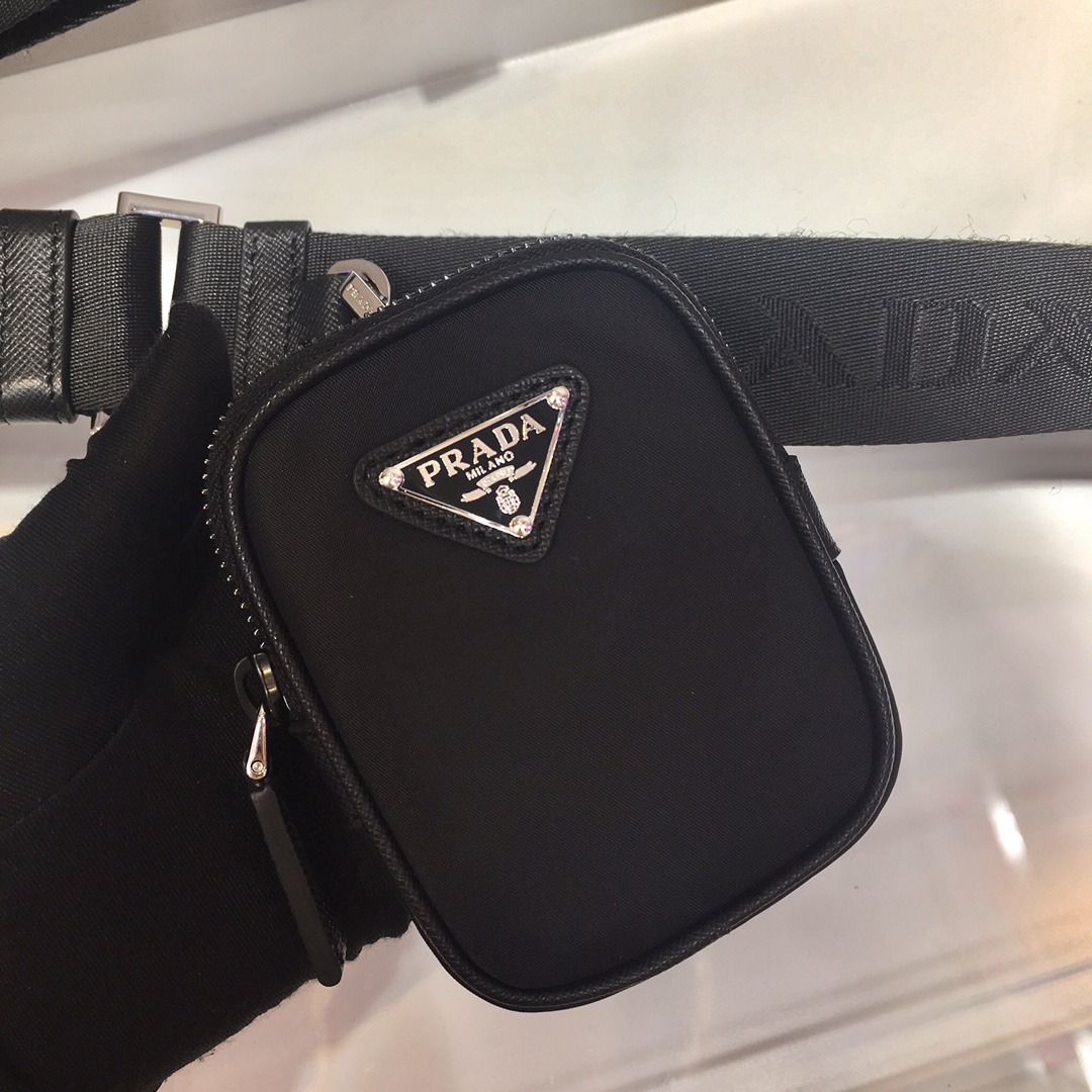 Pra*a re-nylon and saffiano leather shoulder bag