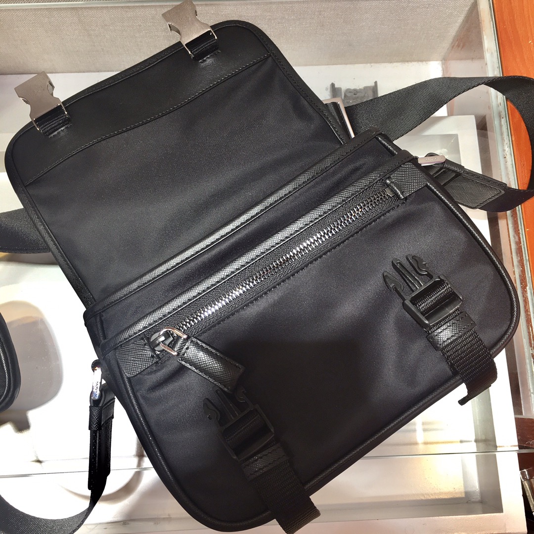 Pra*a re-nylon and saffiano leather shoulder bag