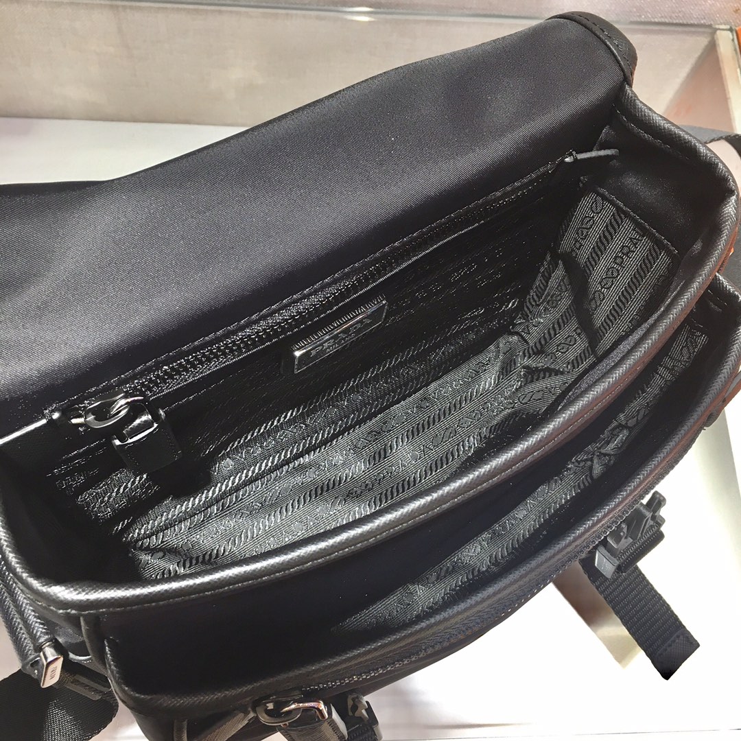 Pra*a re-nylon and saffiano leather shoulder bag