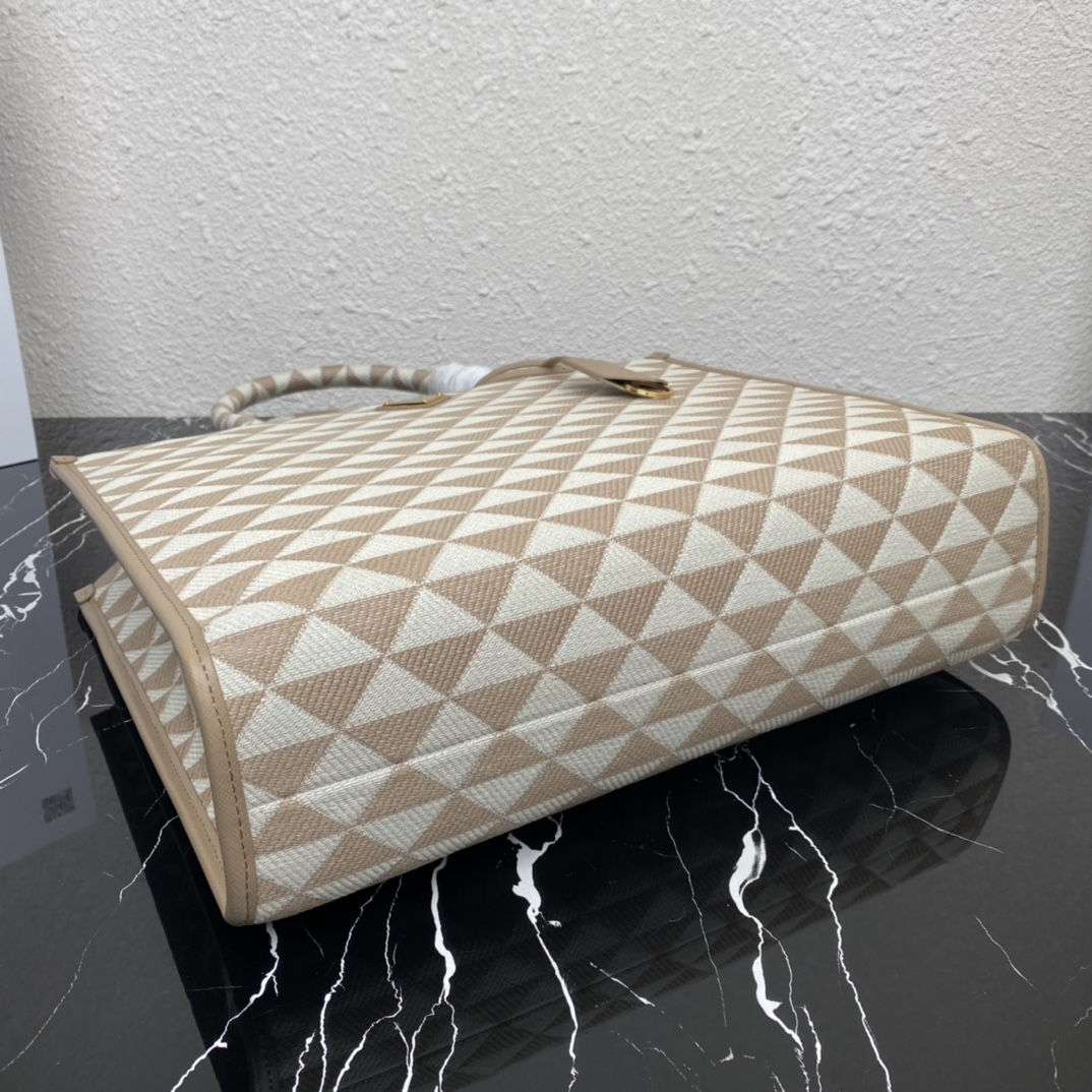 large Pra*a symbole embroidered fabric handbag