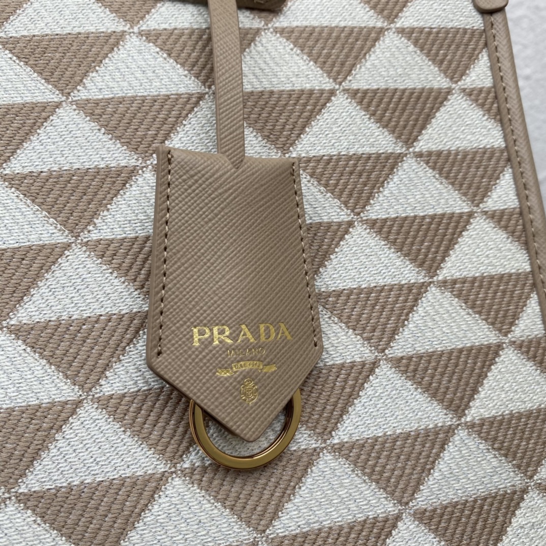large Pra*a symbole embroidered fabric handbag