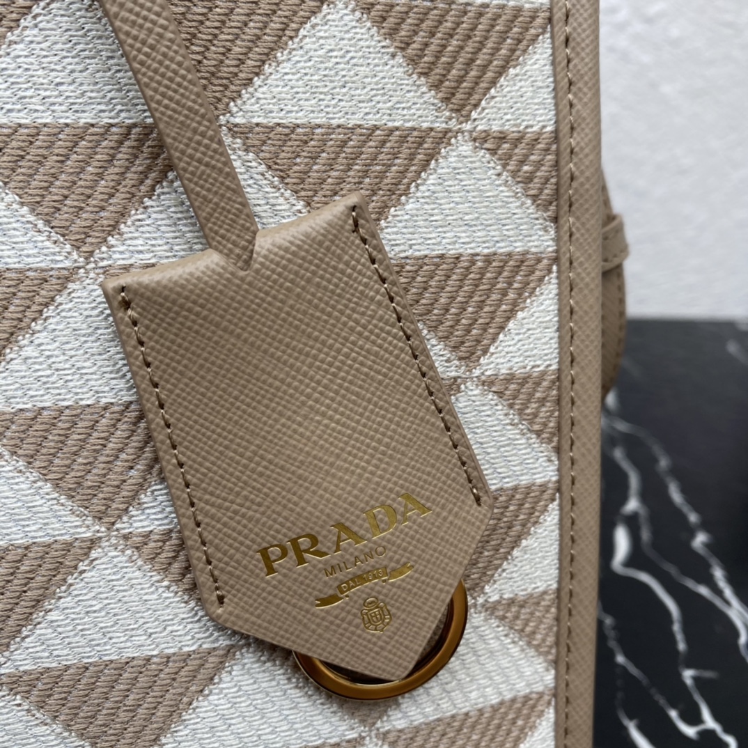 small Pra*a symbole embroidered fabric handbag