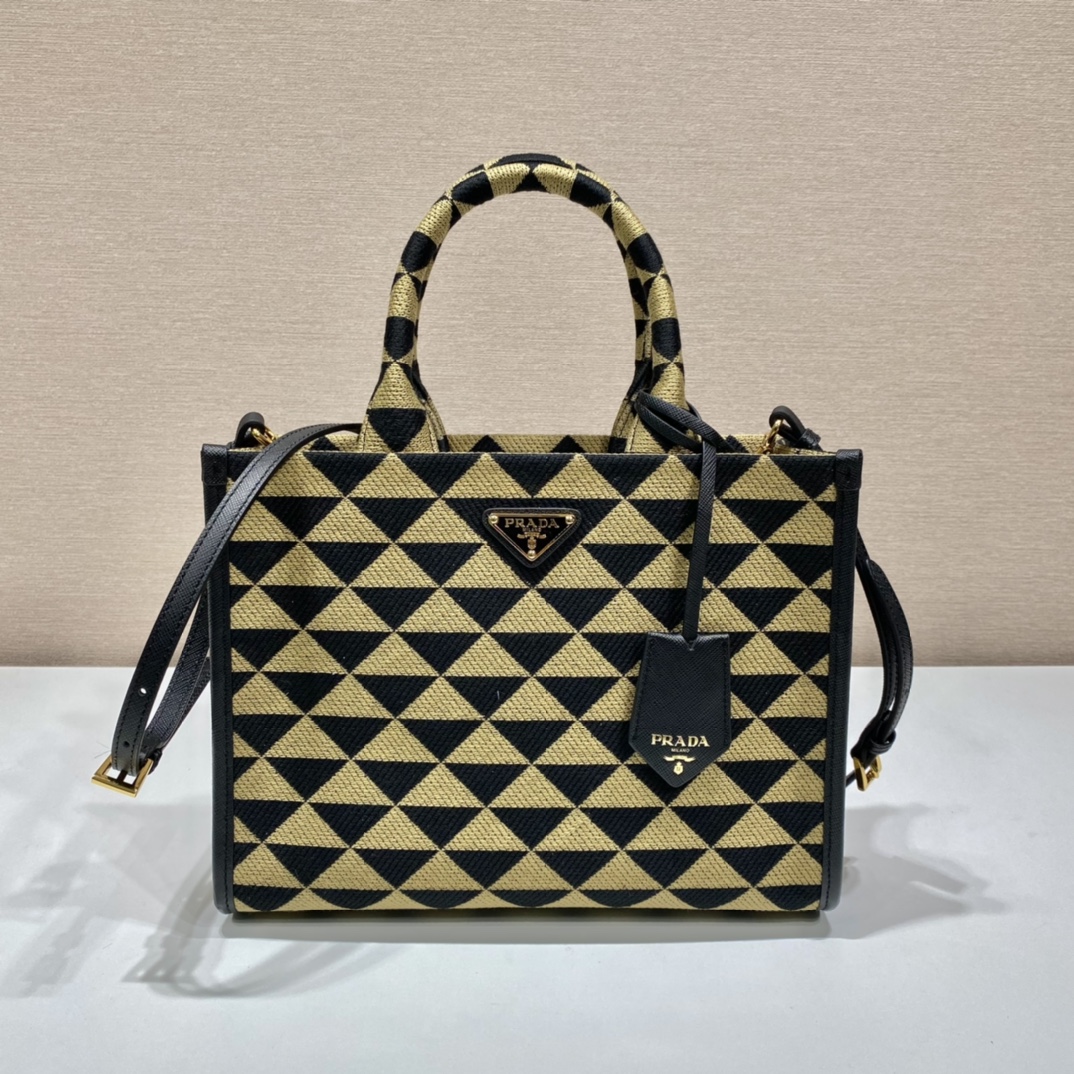 small Pra*a symbole embroidered fabric handbag