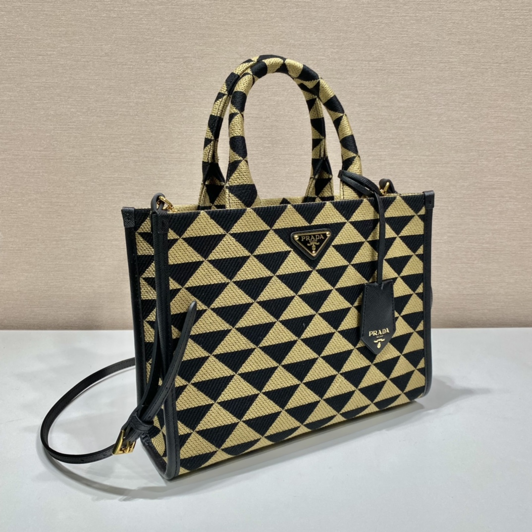small Pra*a symbole embroidered fabric handbag