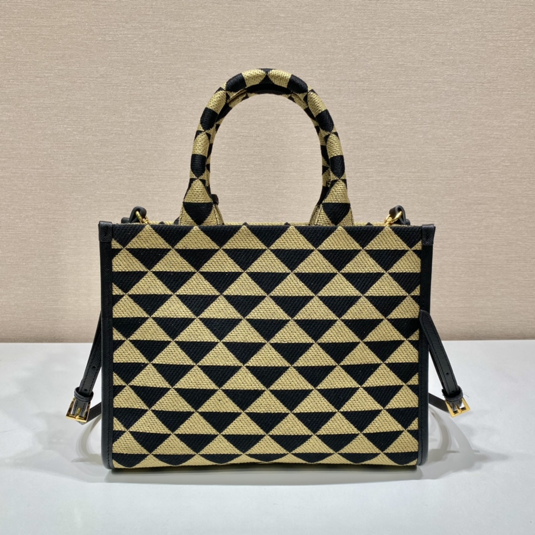 small Pra*a symbole embroidered fabric handbag