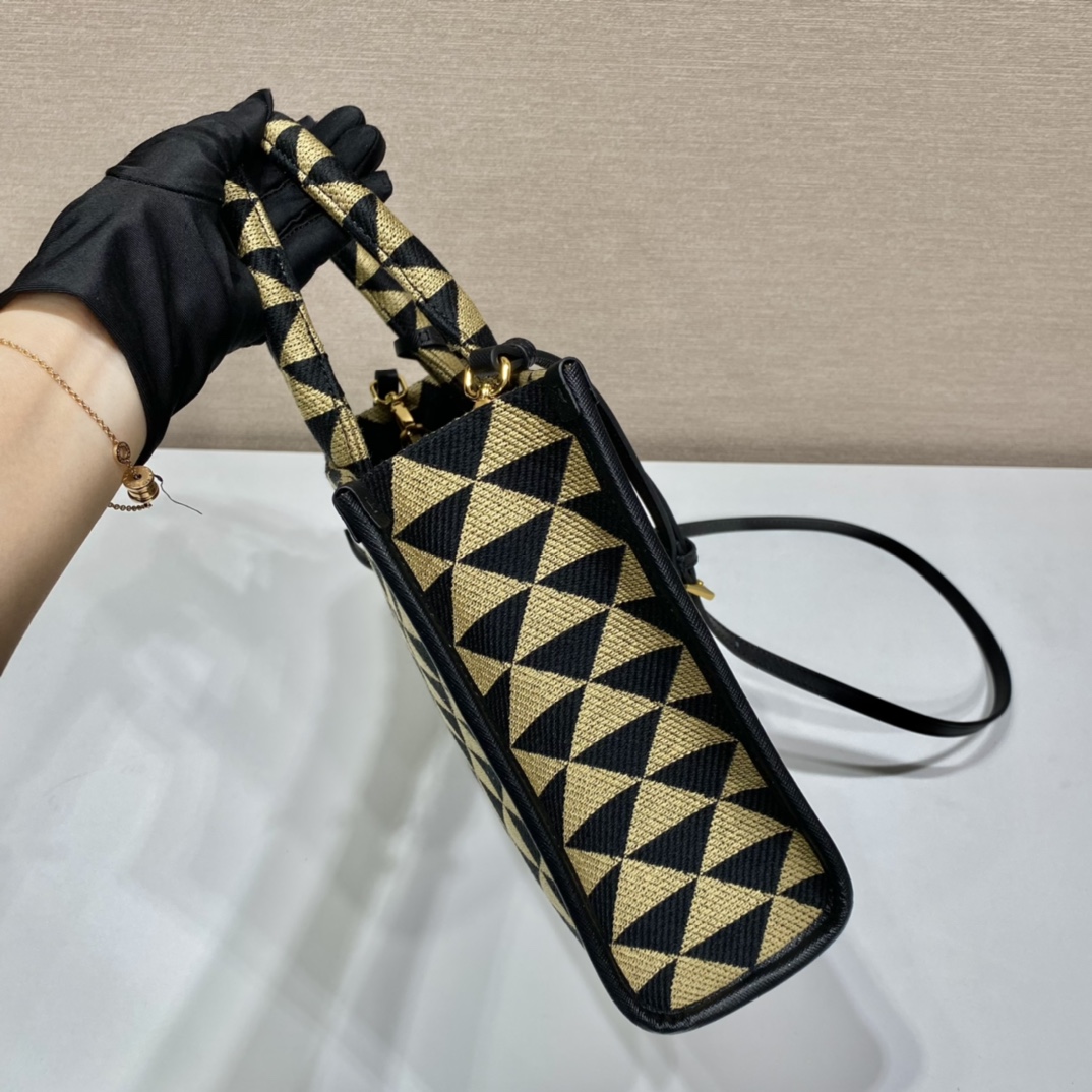 small Pra*a symbole embroidered fabric handbag