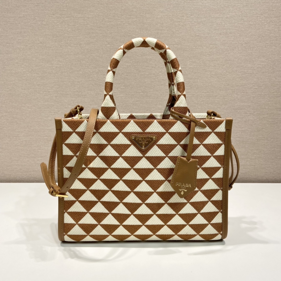 small Pra*a symbole embroidered fabric handbag