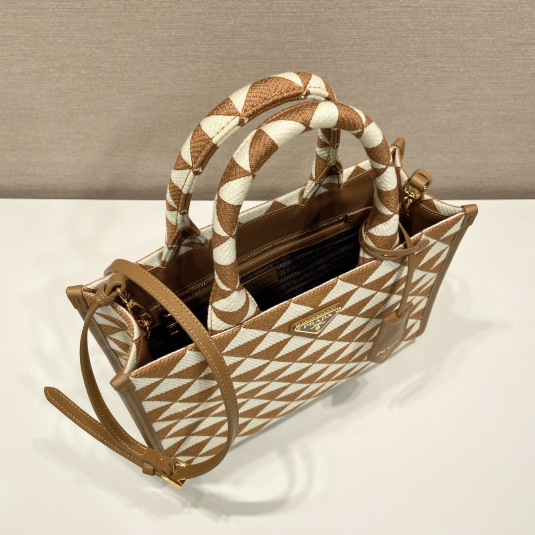 small Pra*a symbole embroidered fabric handbag