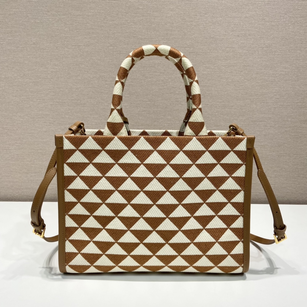 small Pra*a symbole embroidered fabric handbag