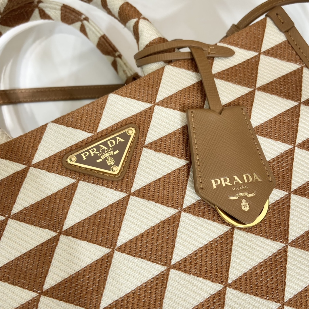 small Pra*a symbole embroidered fabric handbag