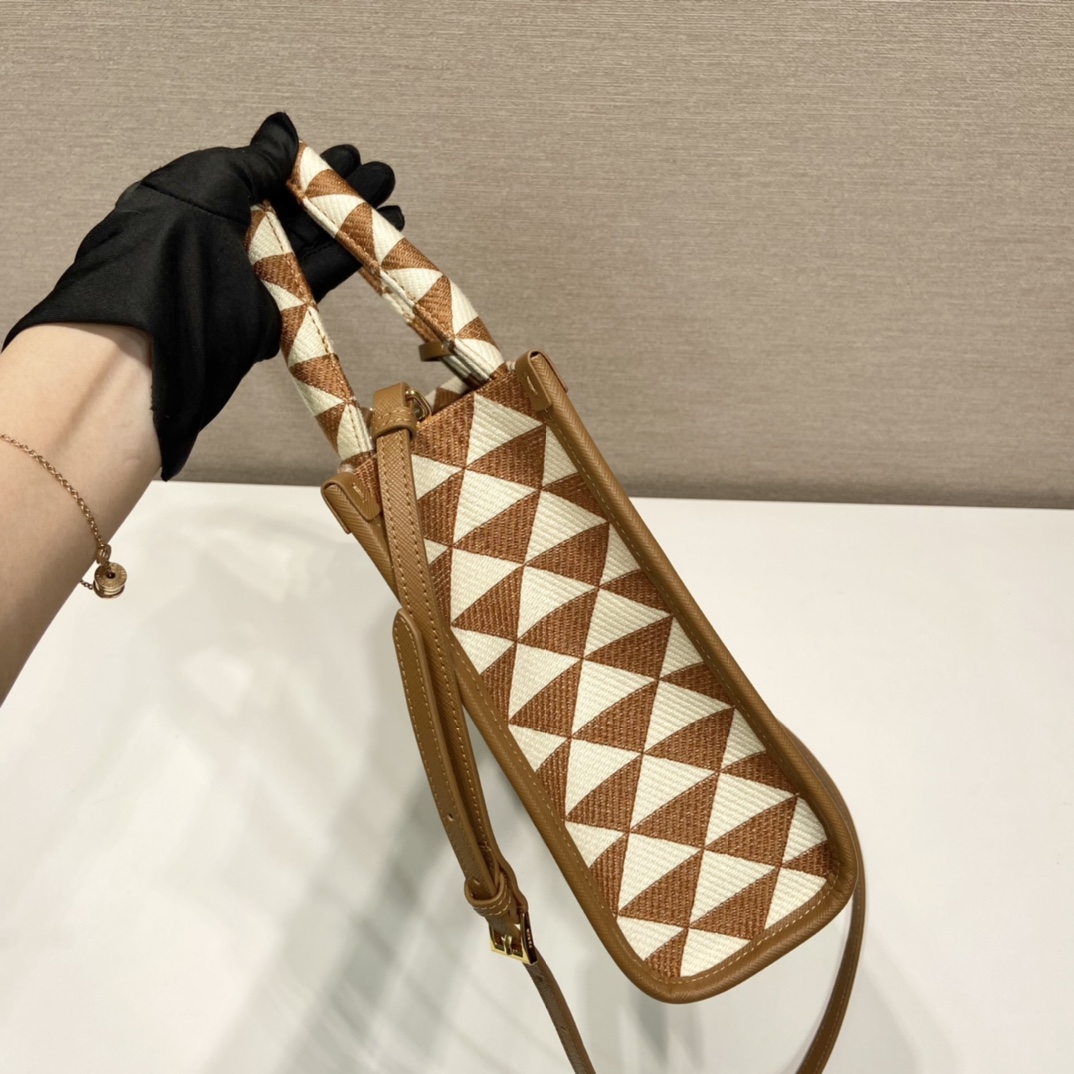 small Pra*a symbole embroidered fabric handbag