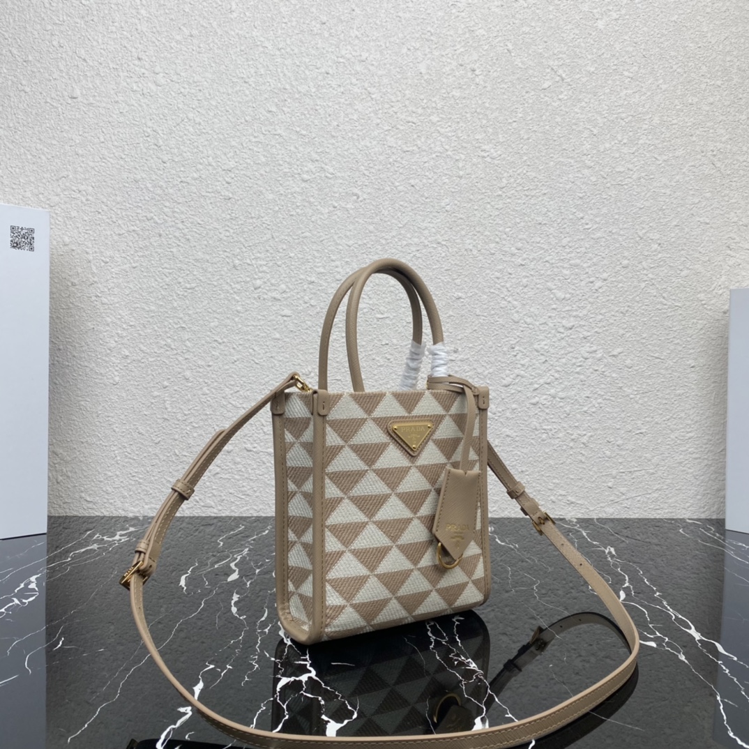 Pra*a symbole embroidered fabric mini bag