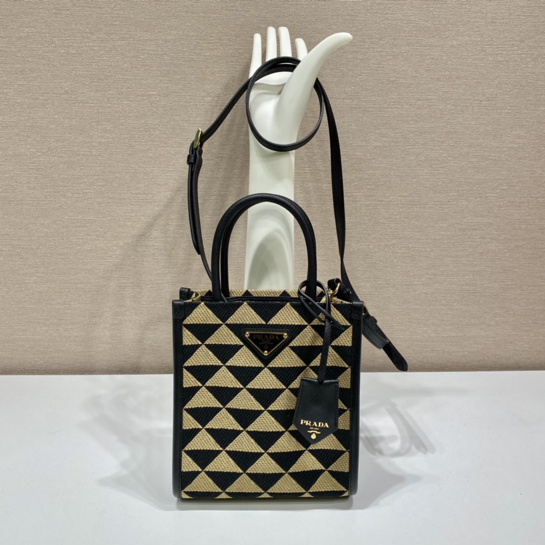 Pra*a symbole embroidered fabric mini bag