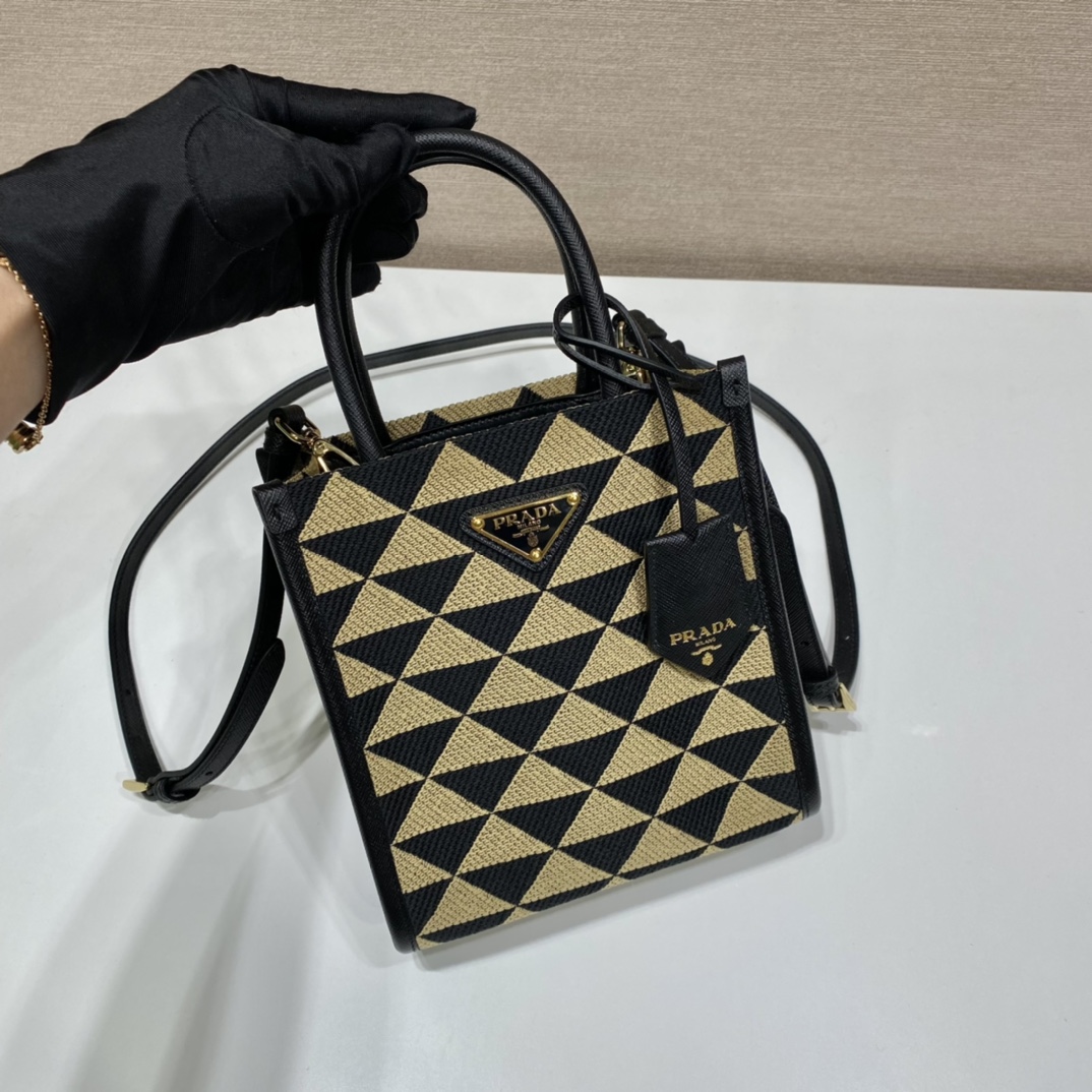 Pra*a symbole embroidered fabric mini bag