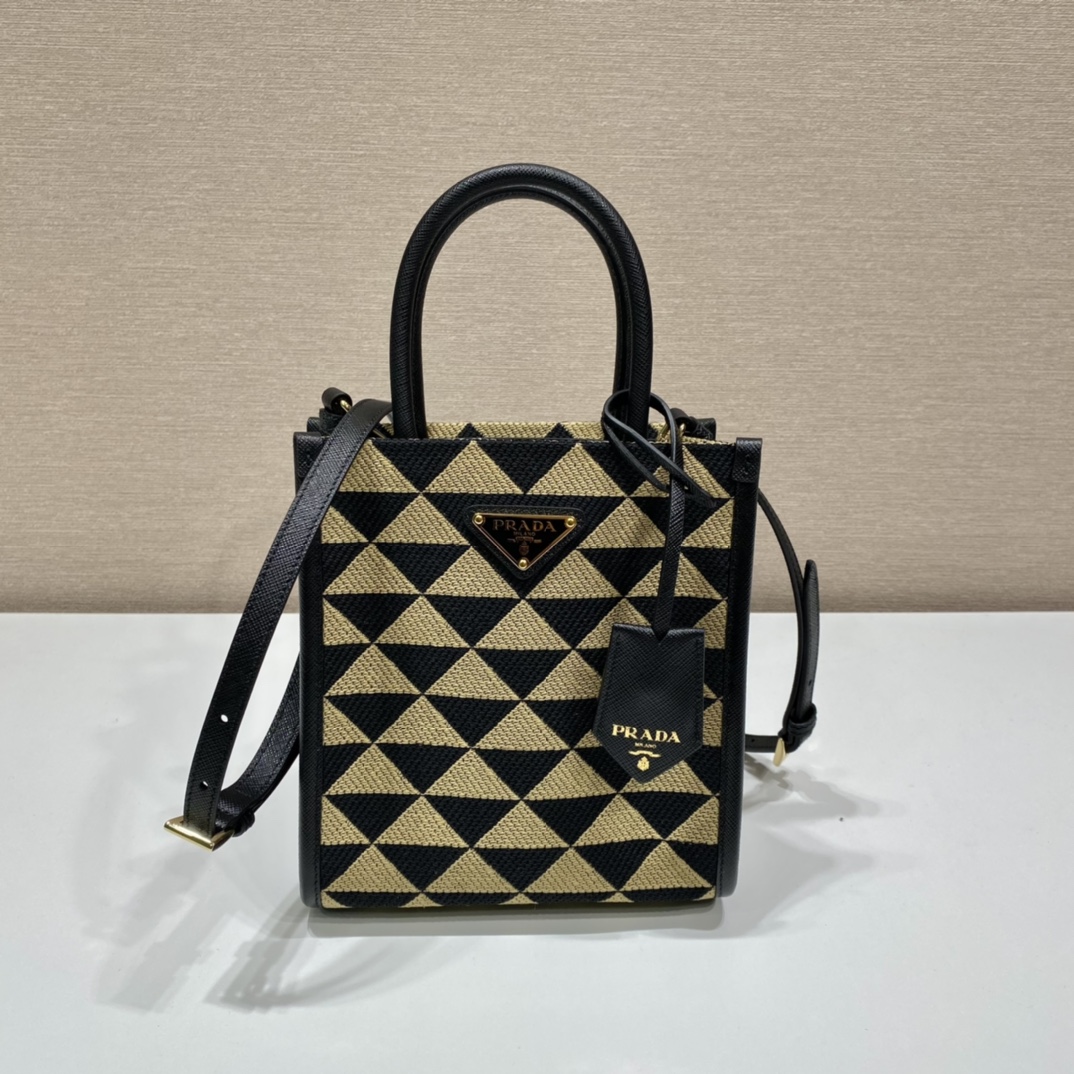 Pra*a symbole embroidered fabric mini bag