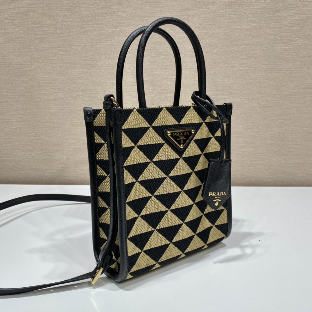 Pra*a symbole embroidered fabric mini bag