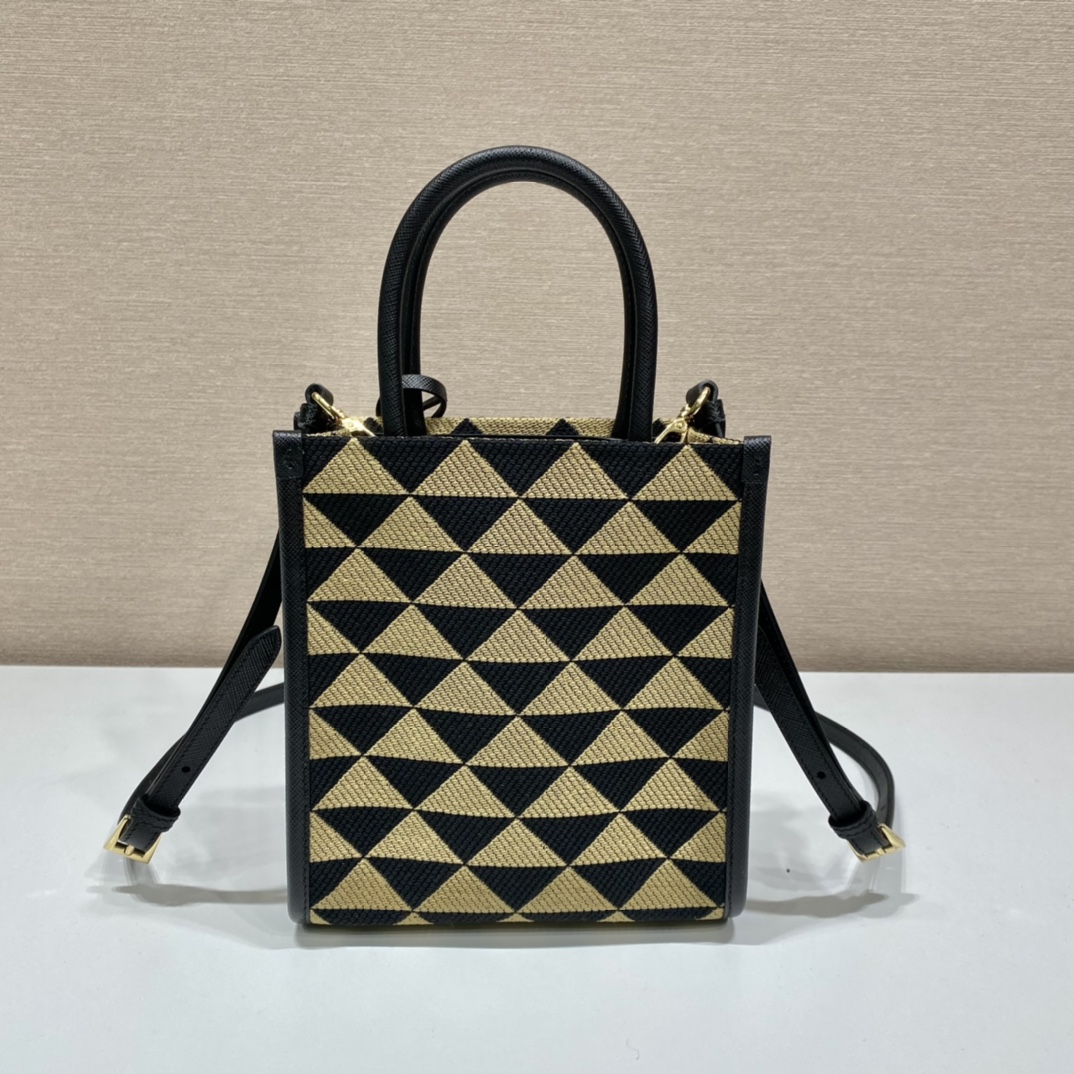 Pra*a symbole embroidered fabric mini bag