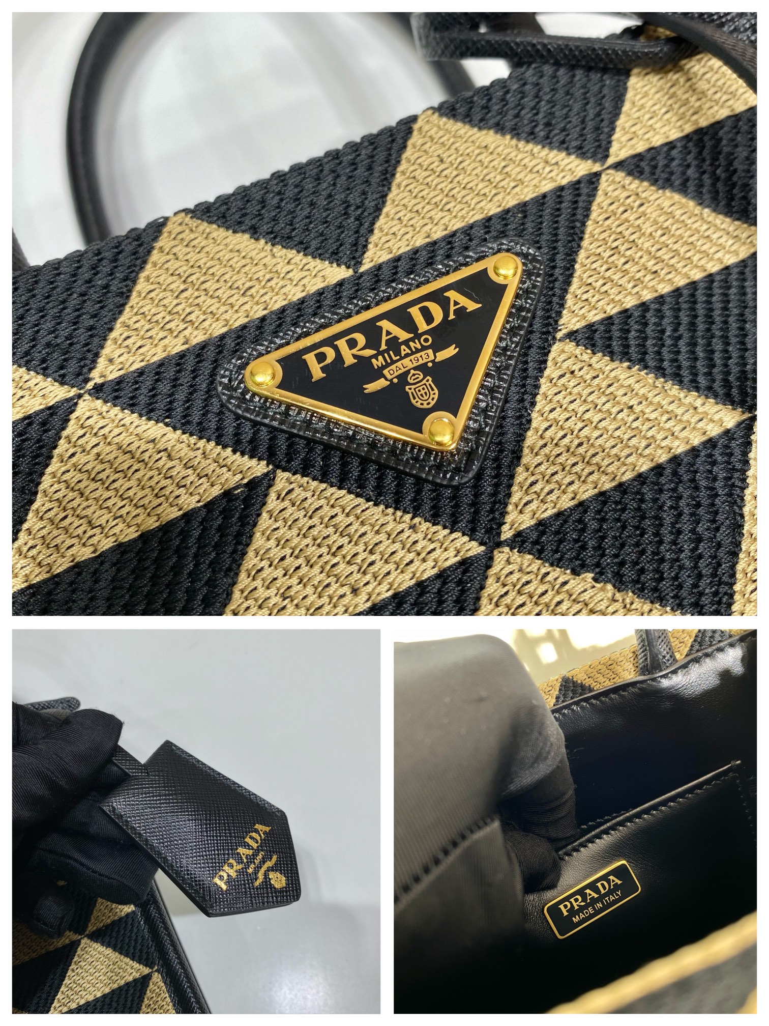 Pra*a symbole embroidered fabric mini bag