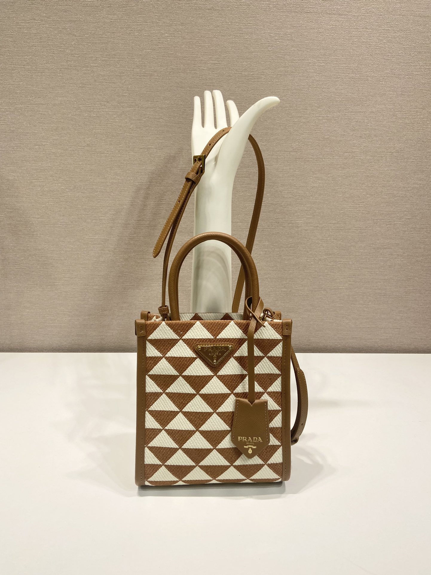 Pra*a symbole embroidered fabric mini bag