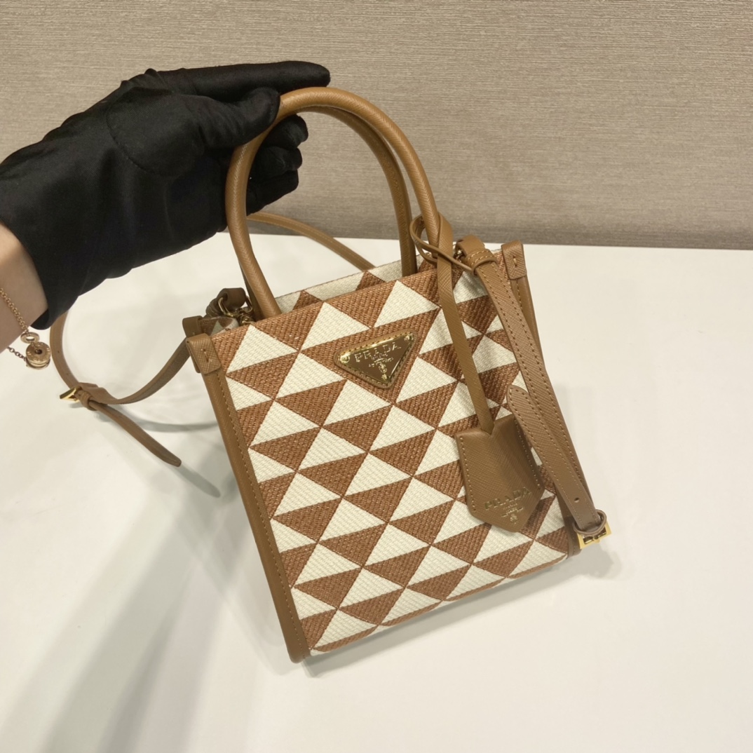 Pra*a symbole embroidered fabric mini bag