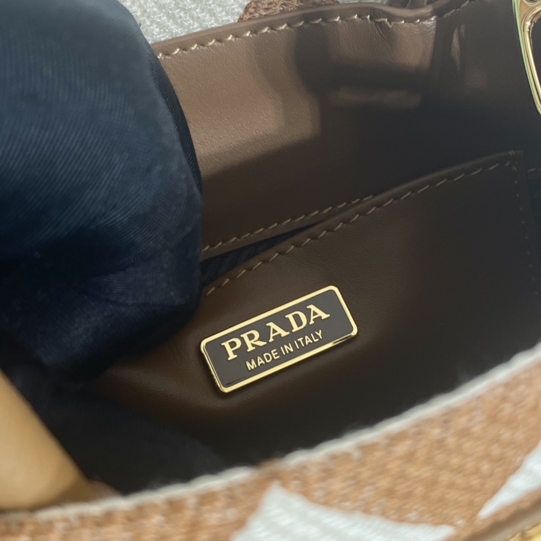 Pra*a symbole embroidered fabric mini bag