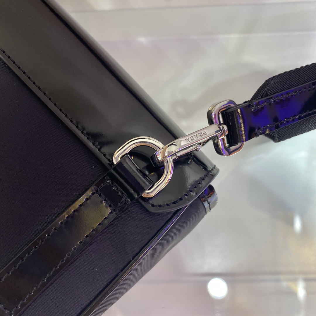 Pra*a re-nylon and leather shoulder bag