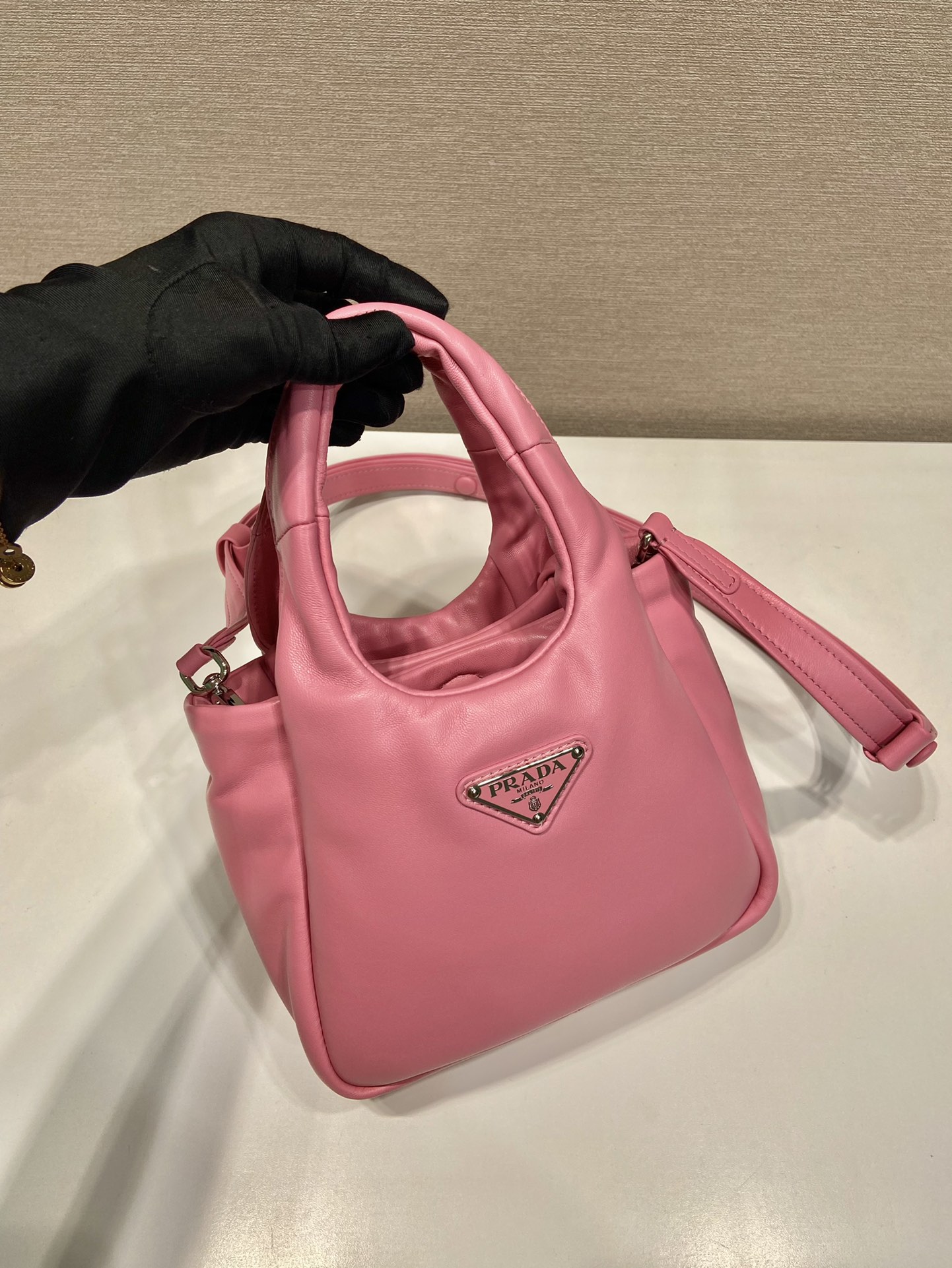 small padded Pra*a soft nappa-leather bag