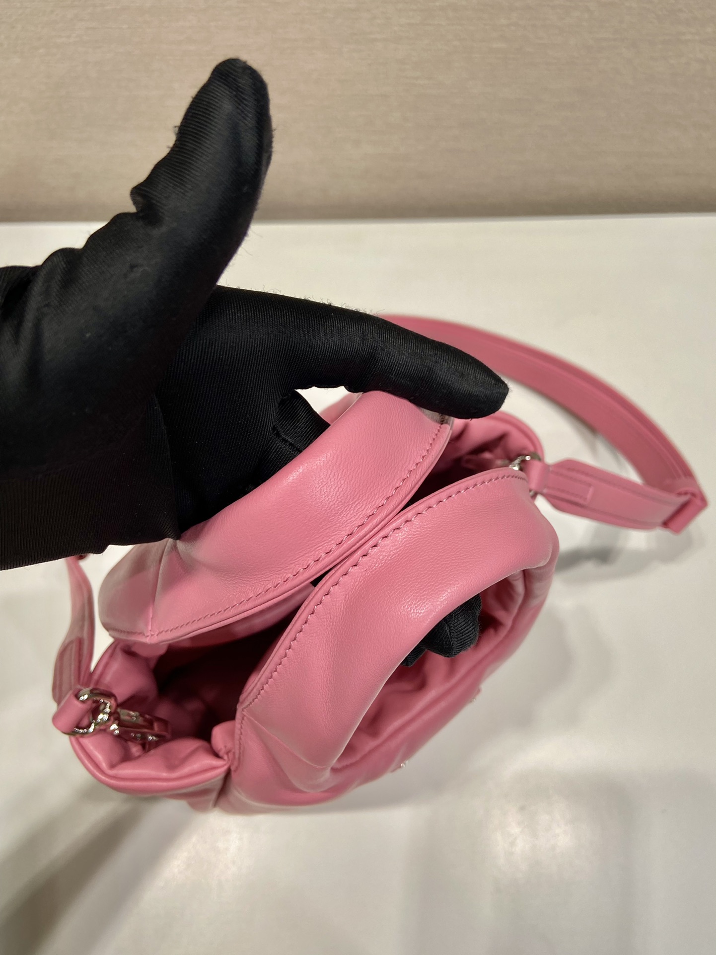 small padded Pra*a soft nappa-leather bag