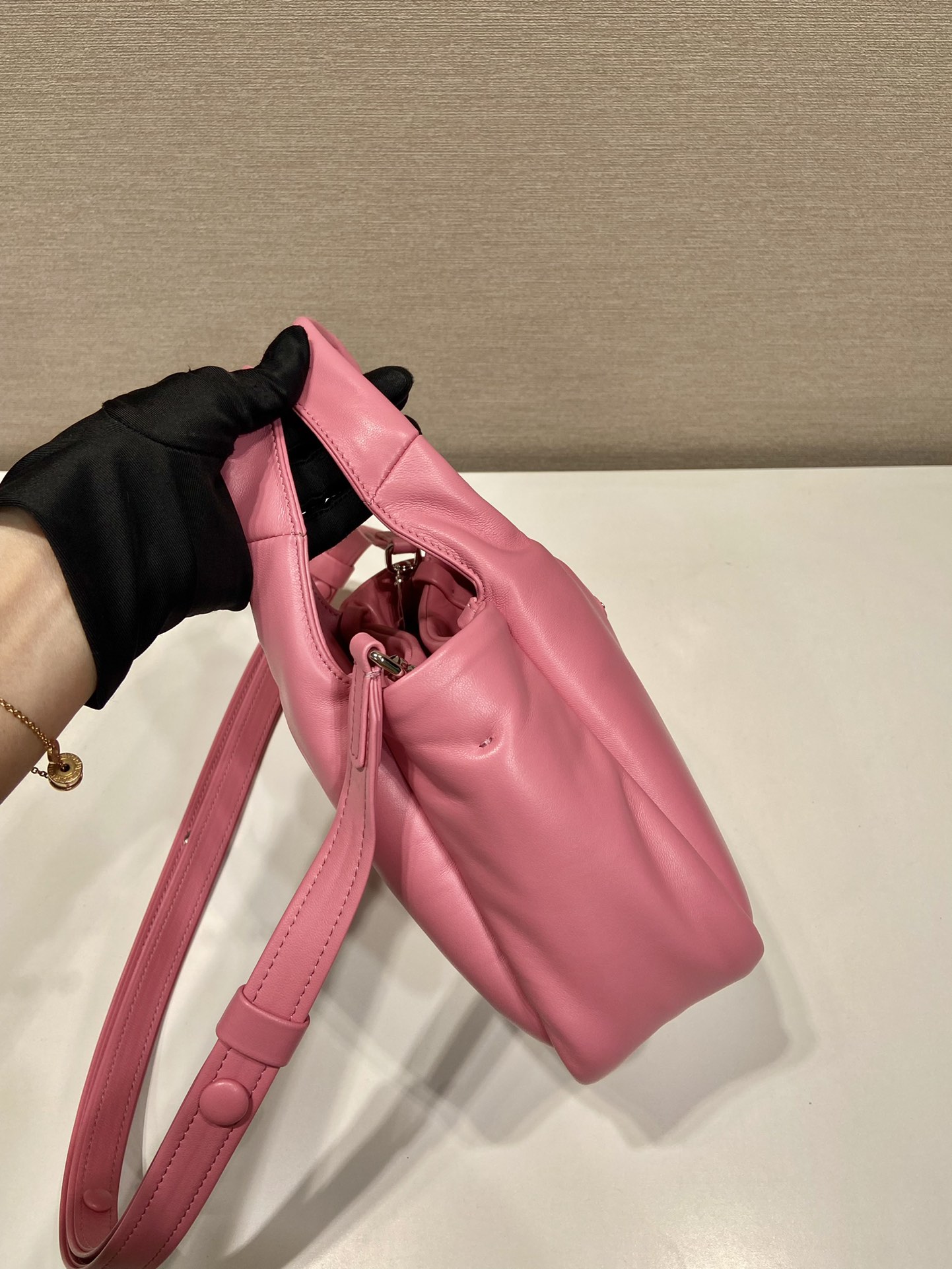 small padded Pra*a soft nappa-leather bag