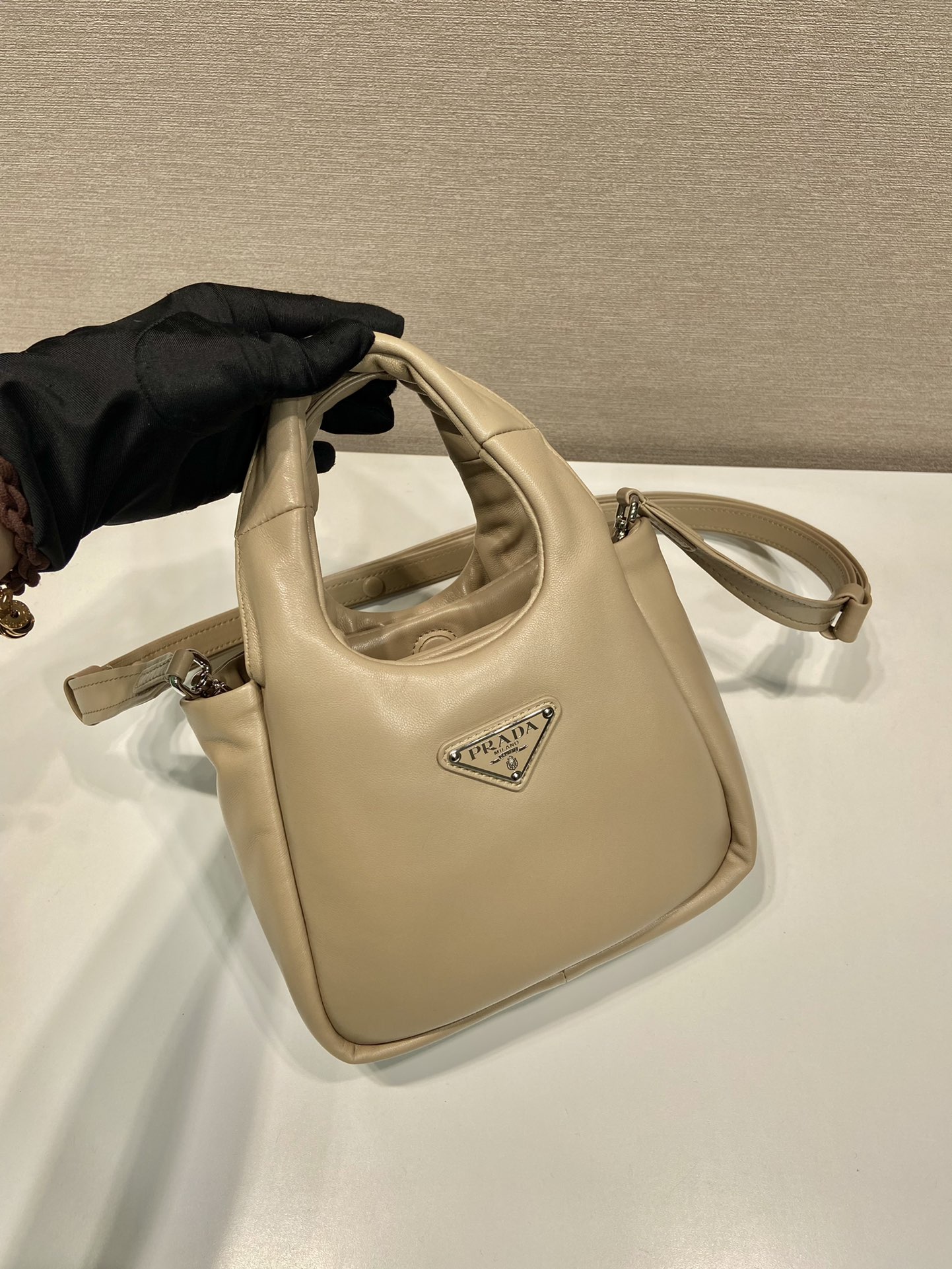 small padded Pra*a soft nappa-leather bag