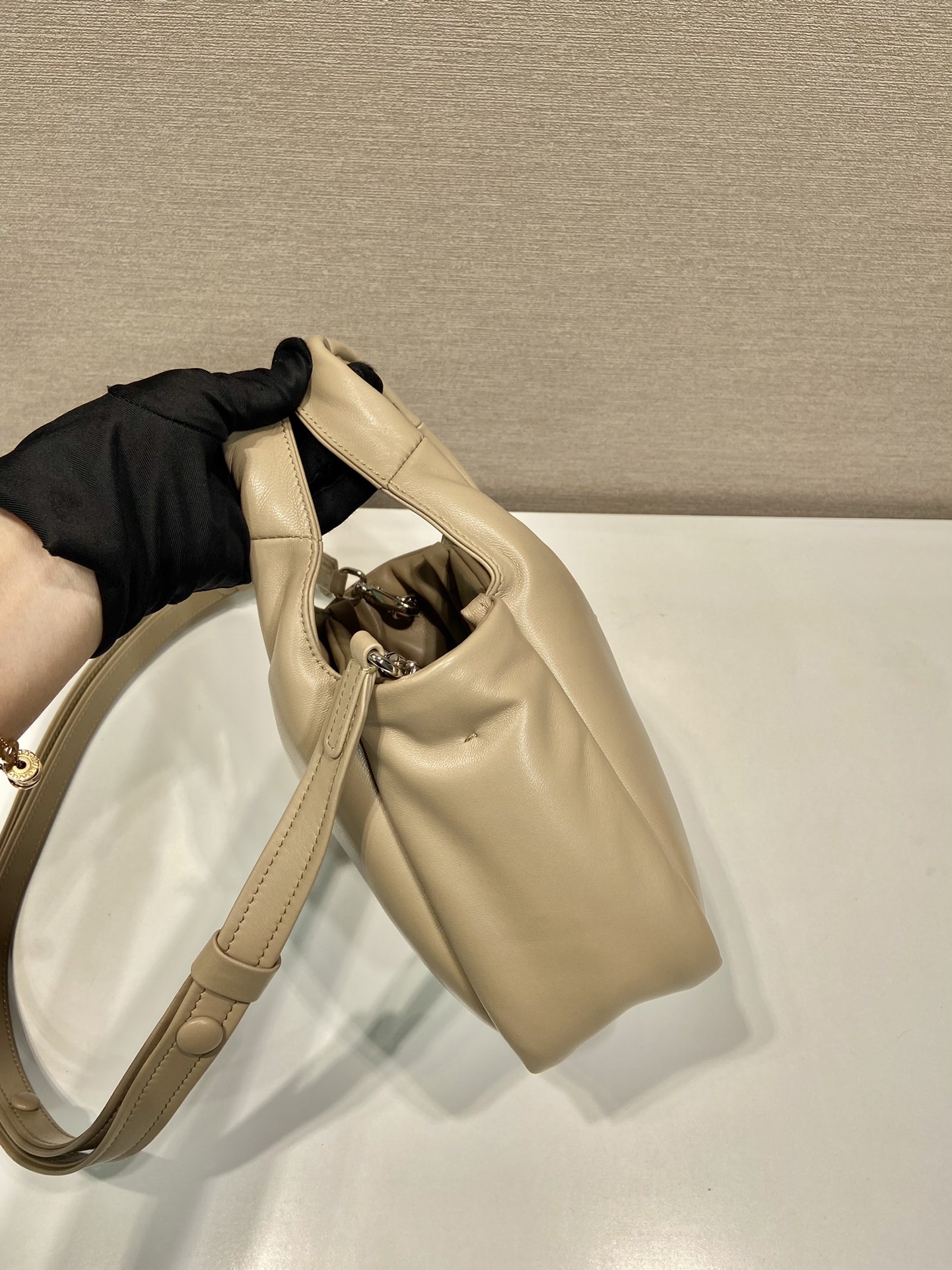 small padded Pra*a soft nappa-leather bag