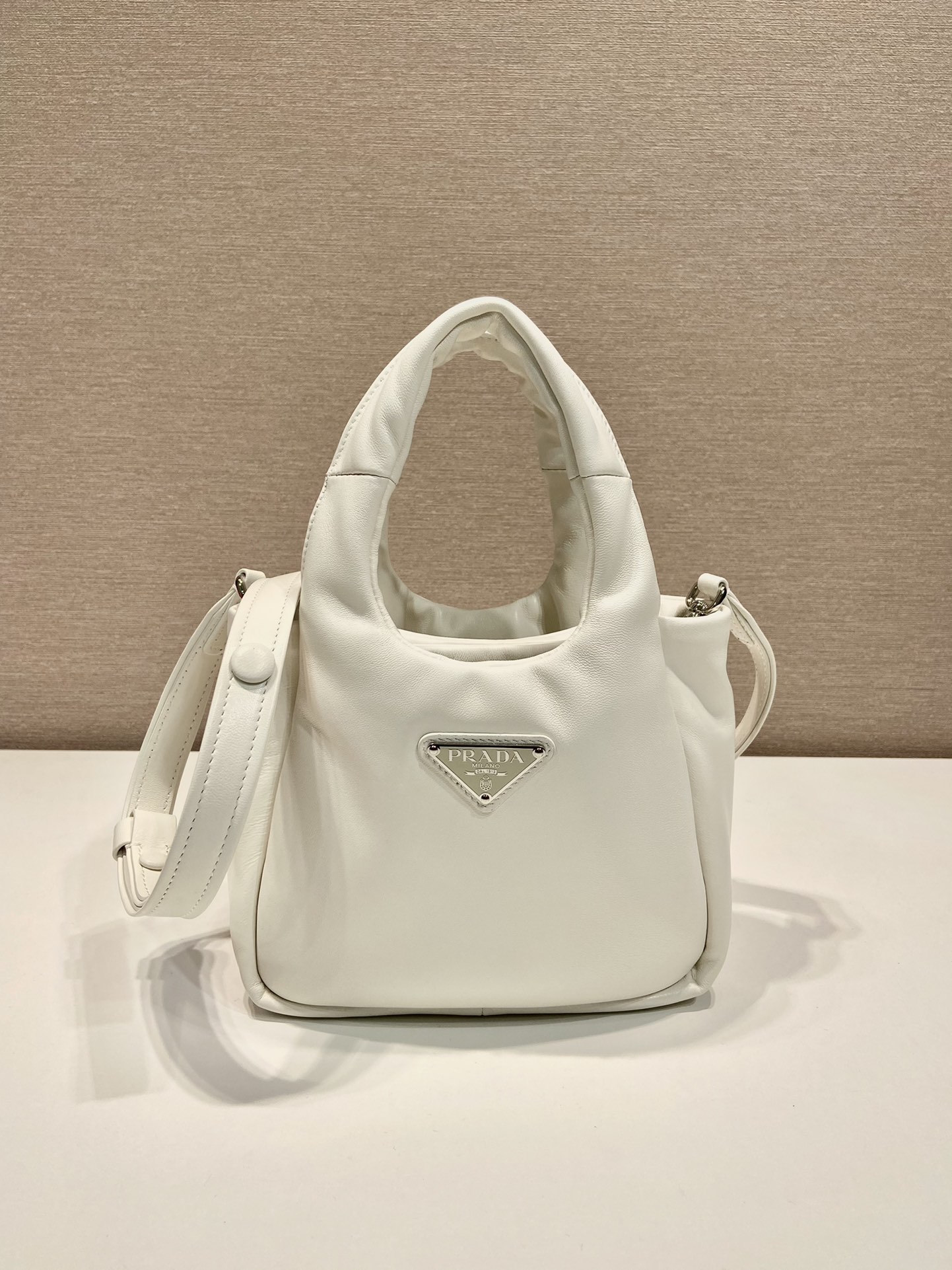 small padded Pra*a soft nappa-leather bag