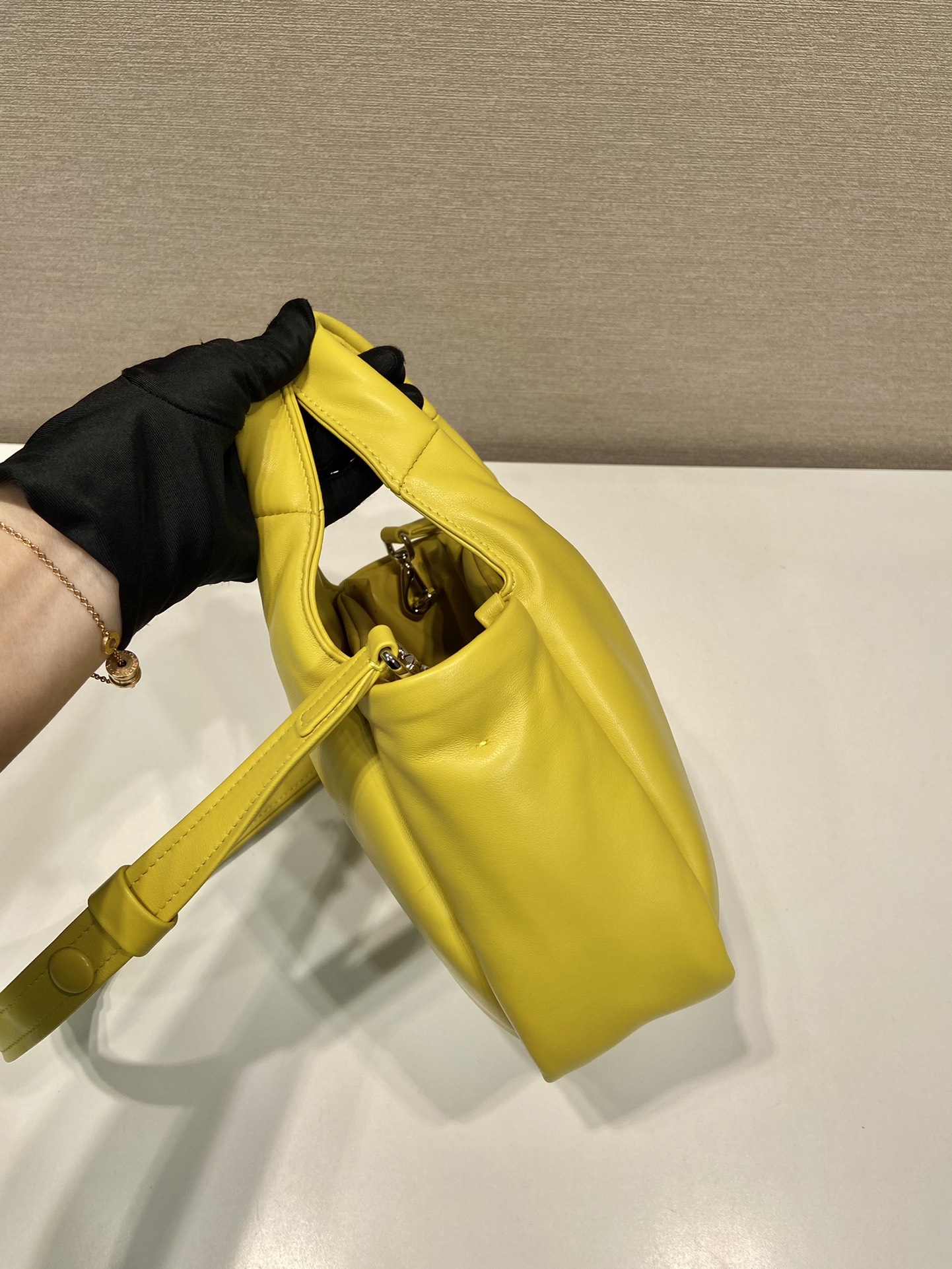 small padded Pra*a soft nappa-leather bag