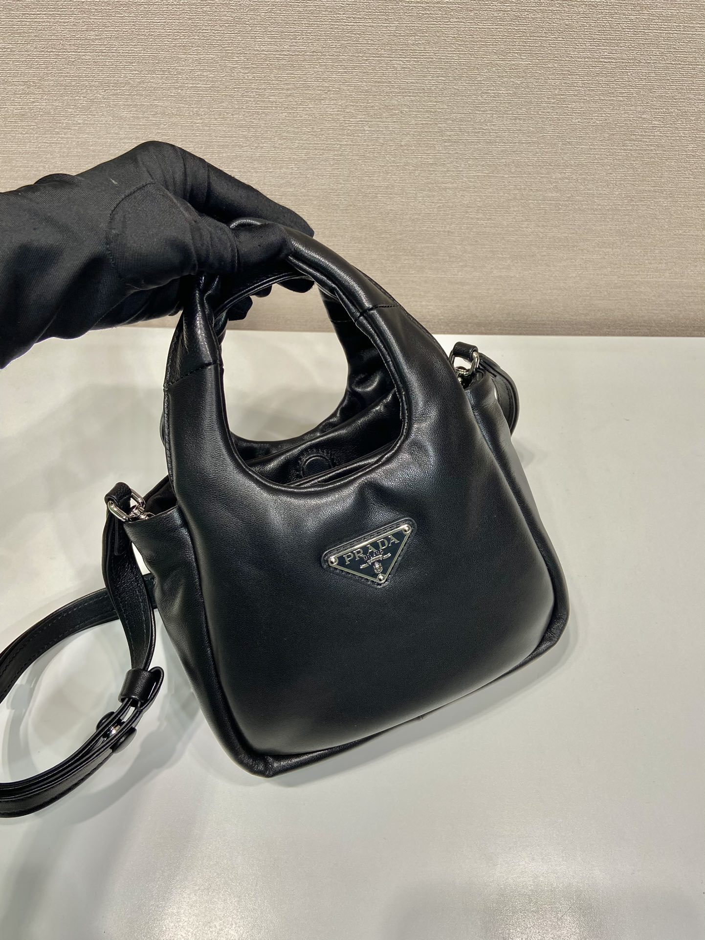 small padded Pra*a soft nappa-leather bag