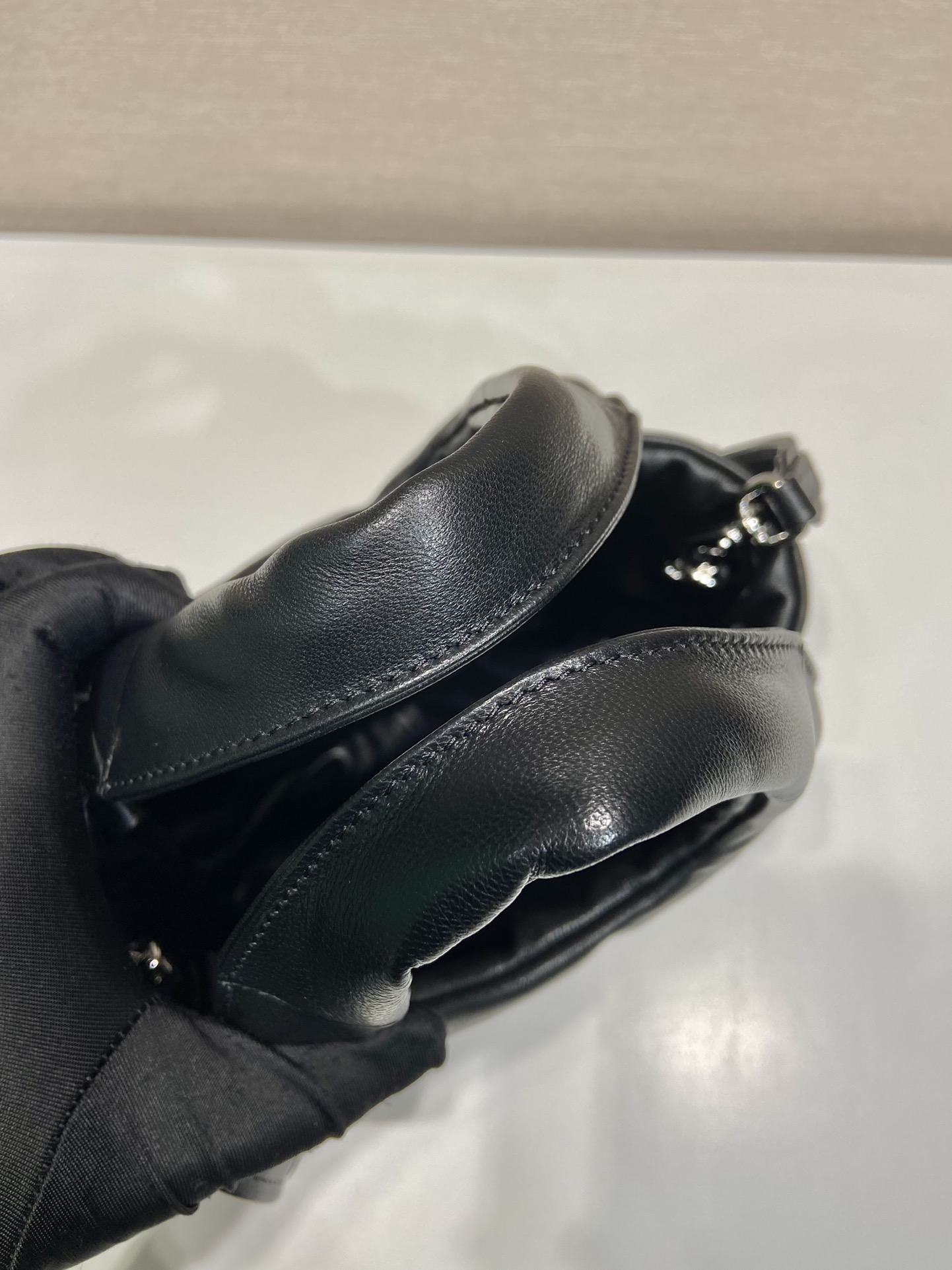 small padded Pra*a soft nappa-leather bag