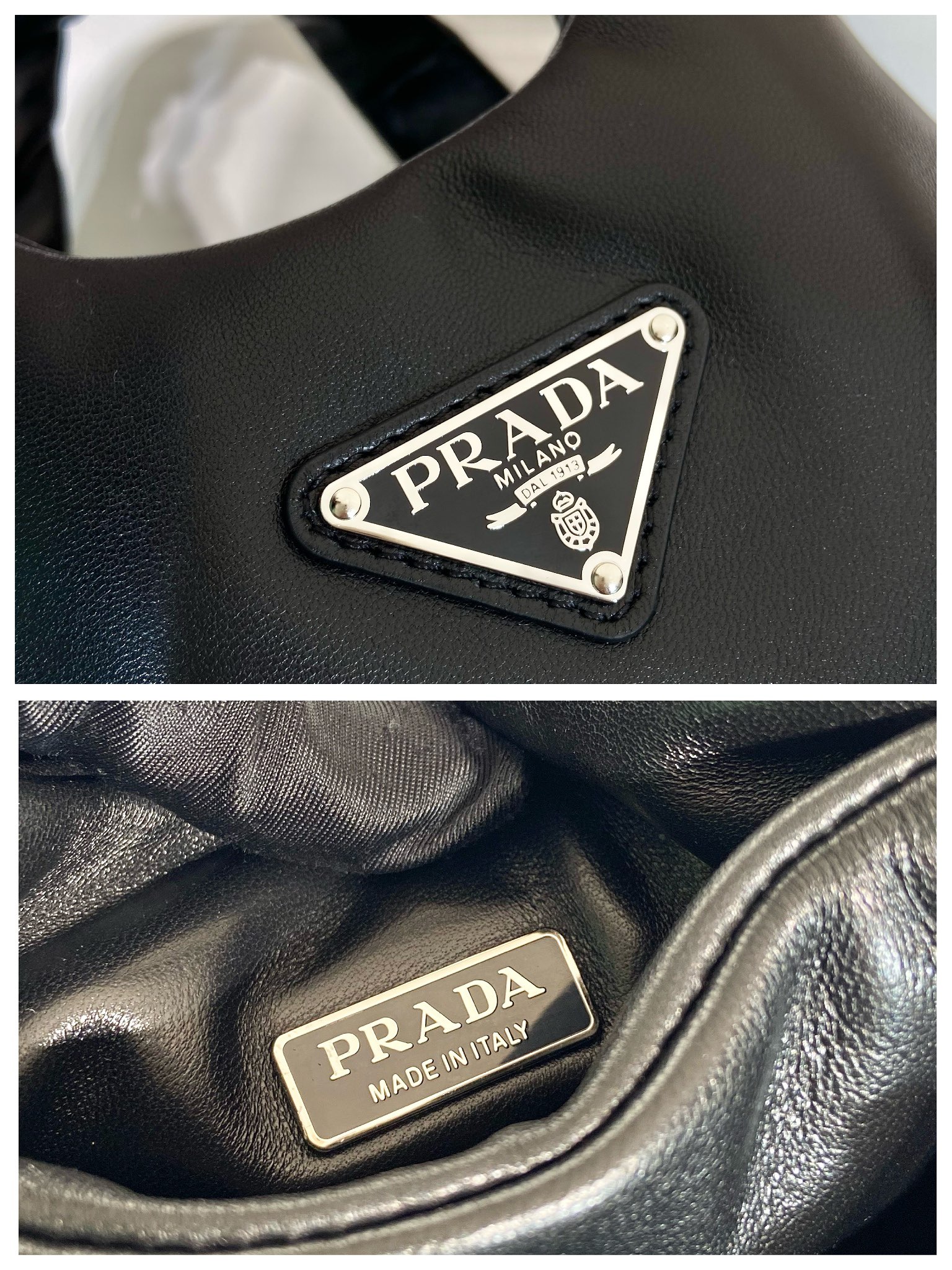 small padded Pra*a soft nappa-leather bag