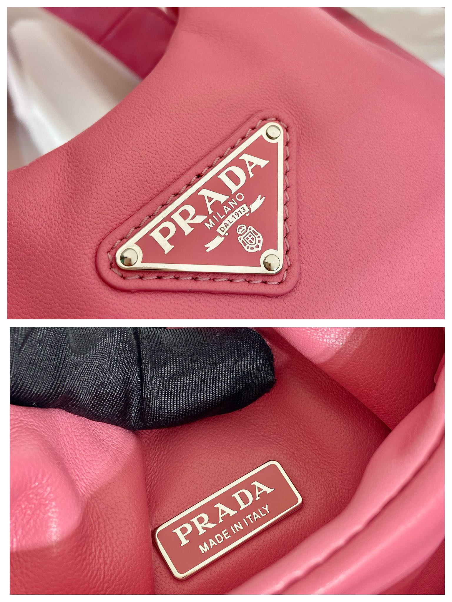 medium padded Pra*a soft nappa leather bag