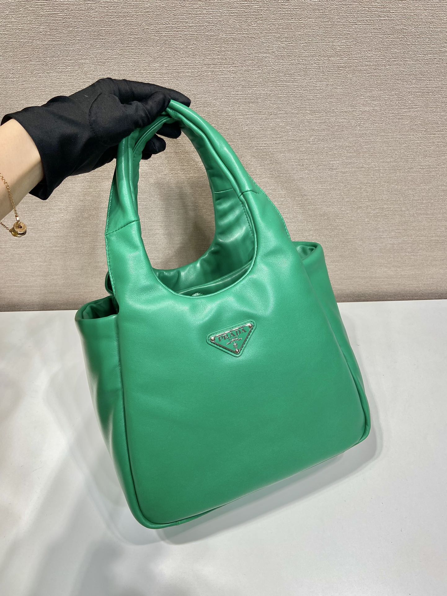 medium padded Pra*a soft nappa leather bag