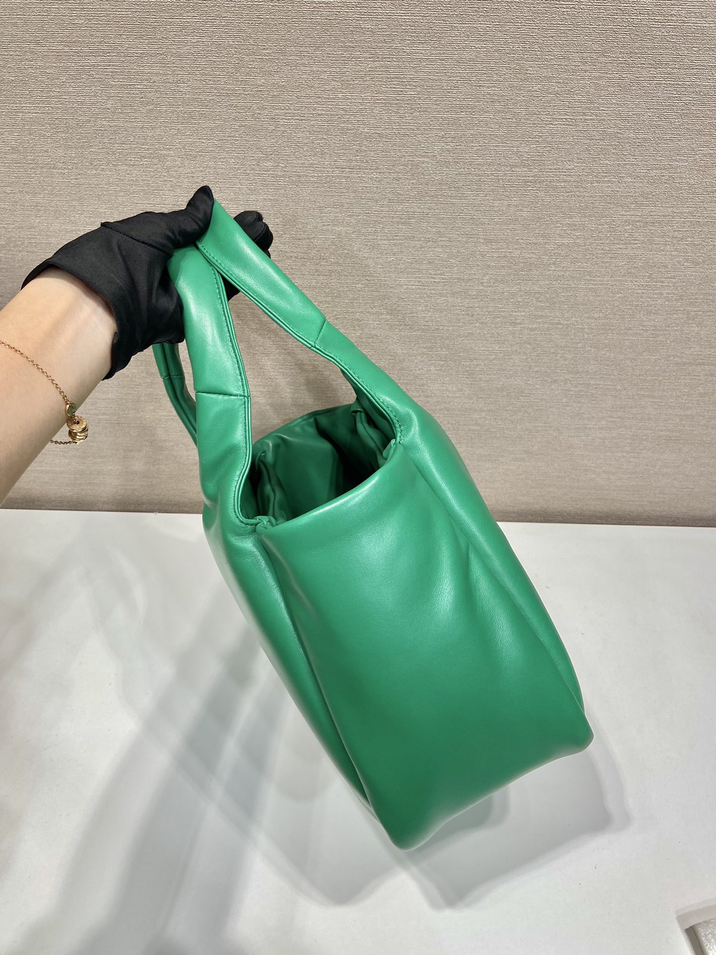 medium padded Pra*a soft nappa leather bag