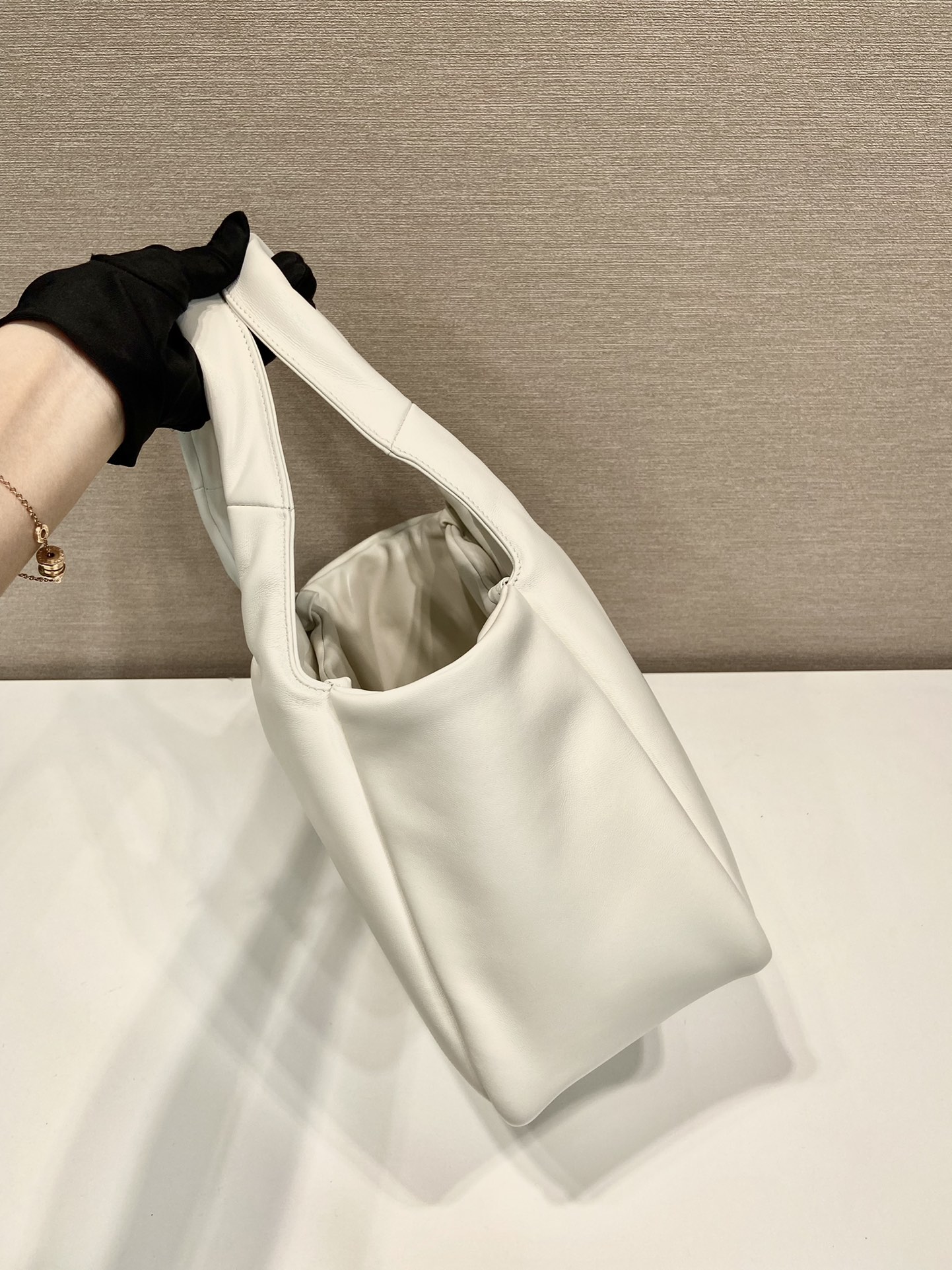 medium padded Pra*a soft nappa leather bag