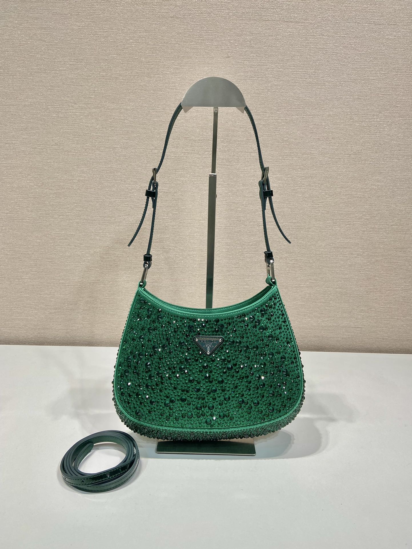 Pra*a cleo satin bag with crystals