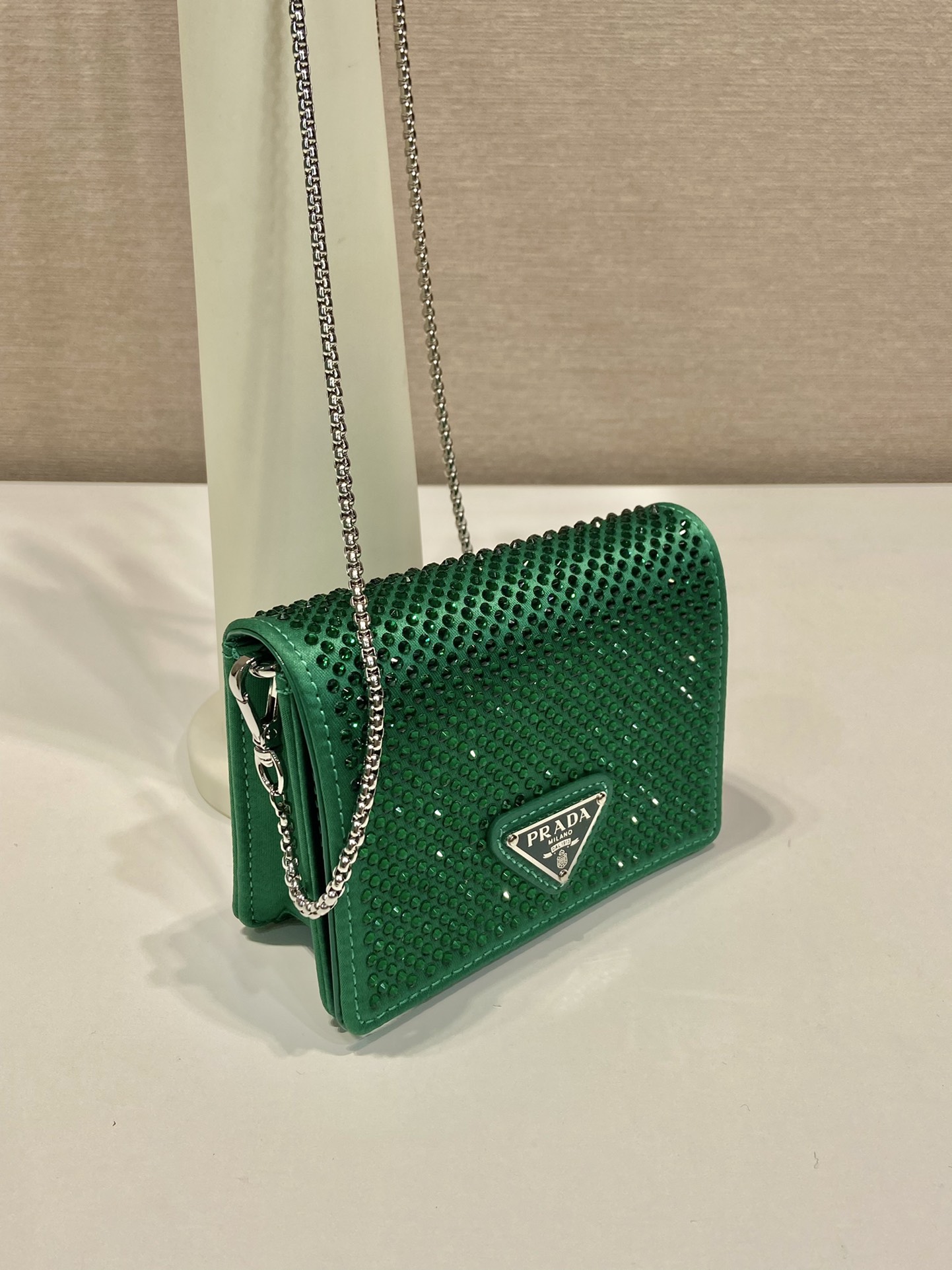 Pra*a cardholder with shoulder strap and crystals